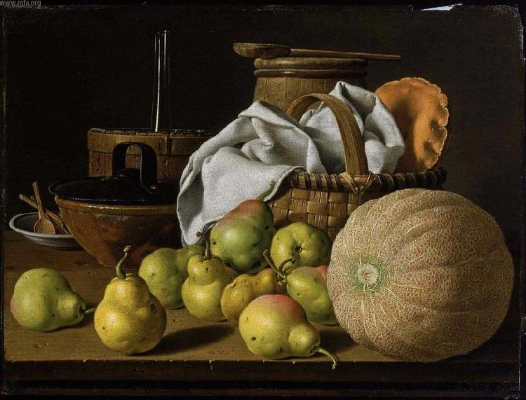 Luis Eugenio Melendez Still Life with Melon and Pears Sweden oil painting art